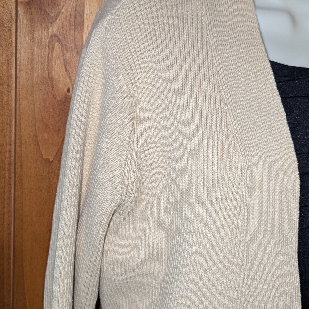 Liz Claiborne Cream Open-Front Cardigan Sweater - Picture 2 of 6